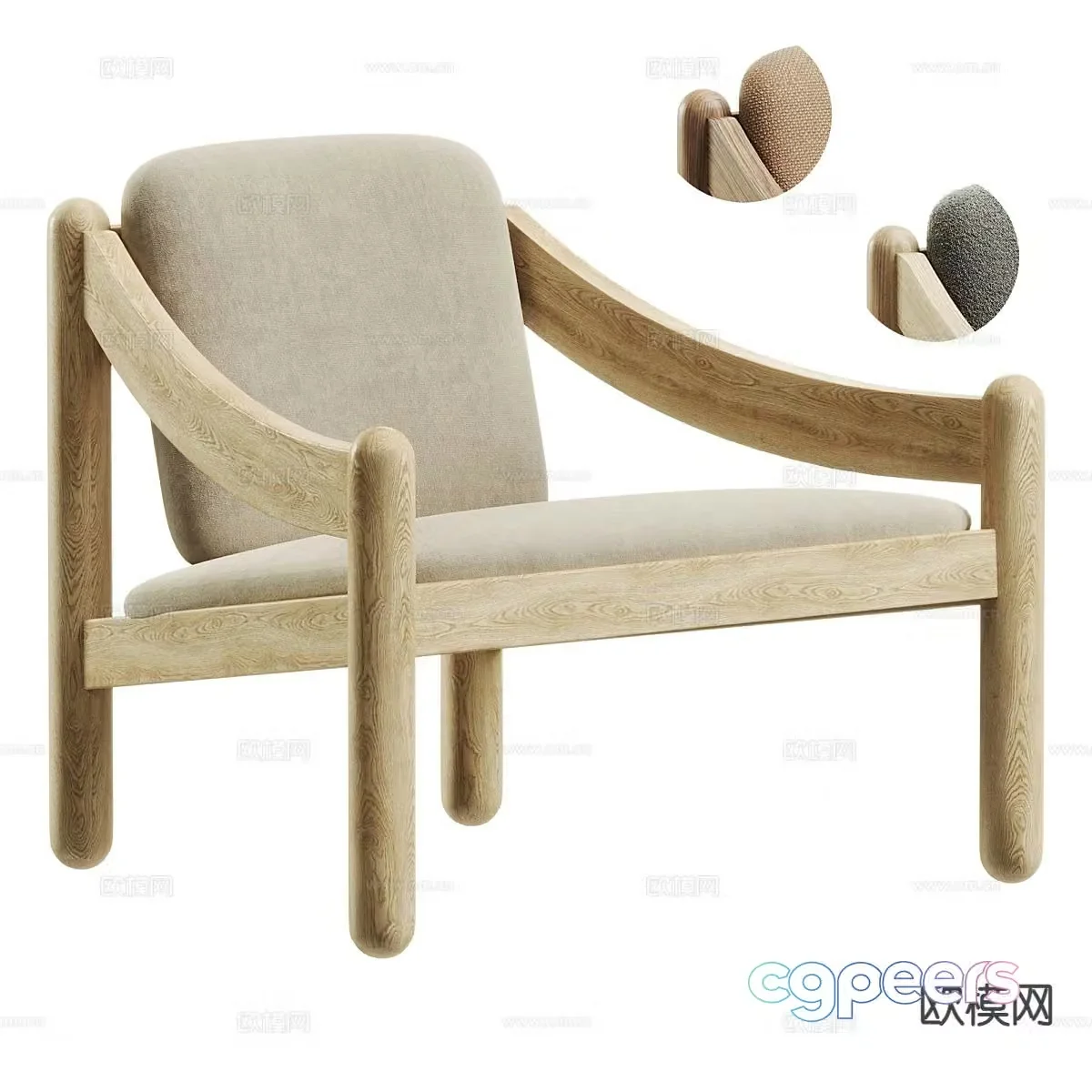 Wabi-sabi chair wooden chair leisure chair 3d model