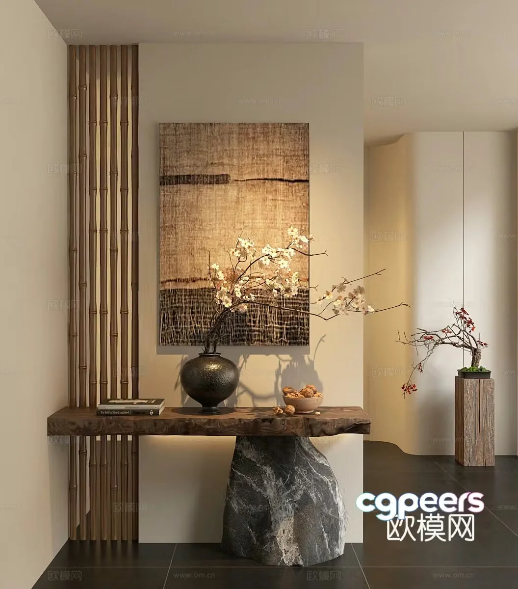 Wasabi Entrance Partition Grid Partition Dry Branch Bonsai 3D Model