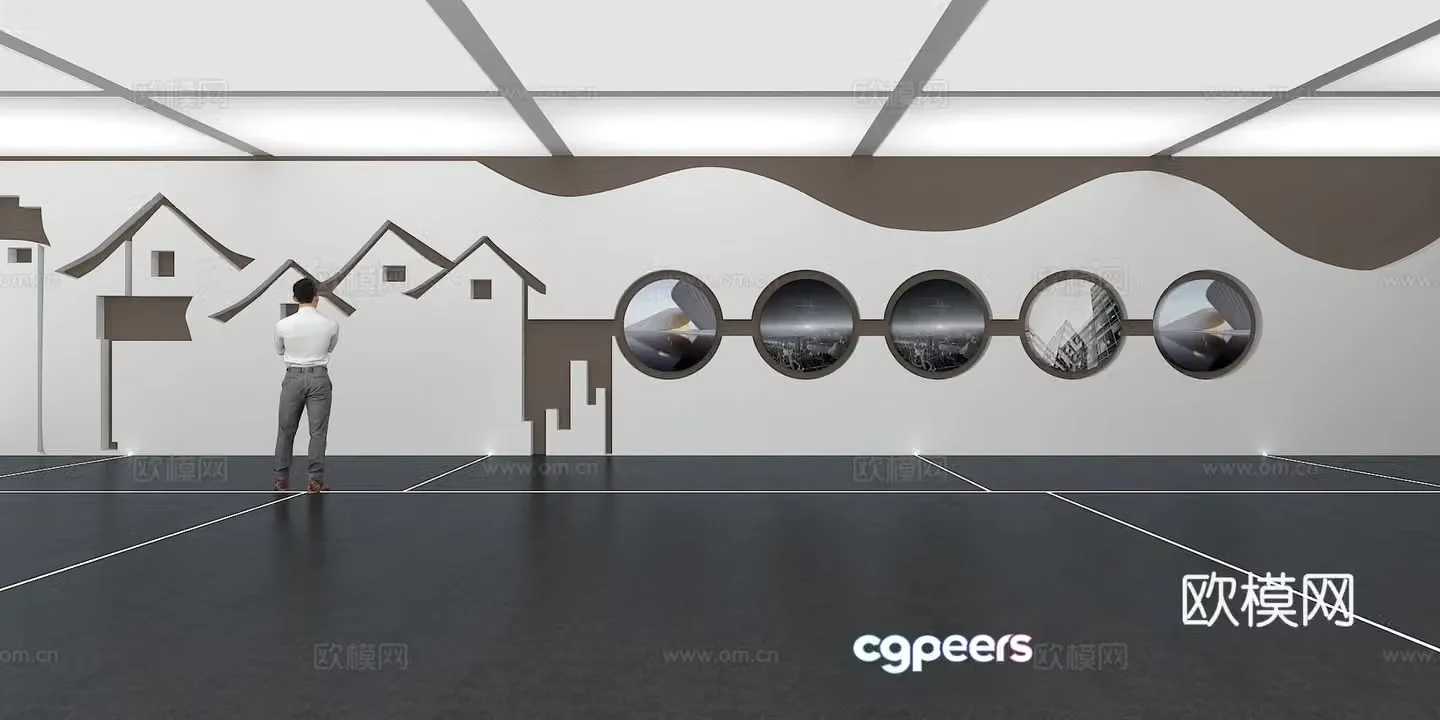 Cultural wall Corporate culture wall Display wall Classroom Exhibition hall Campus culture Corridor 3D model