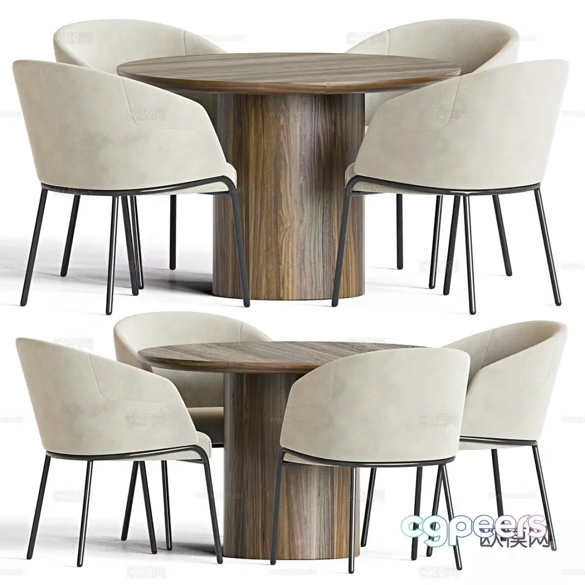 Modern dining table and chair 3d model
