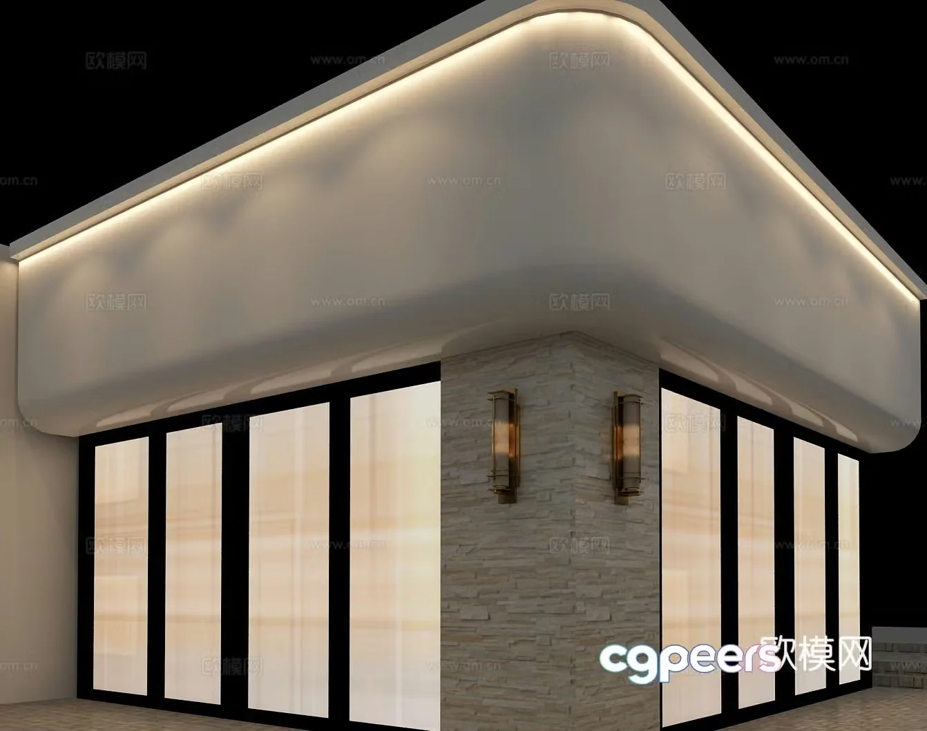 Commercial door facade sign advertising 3d model