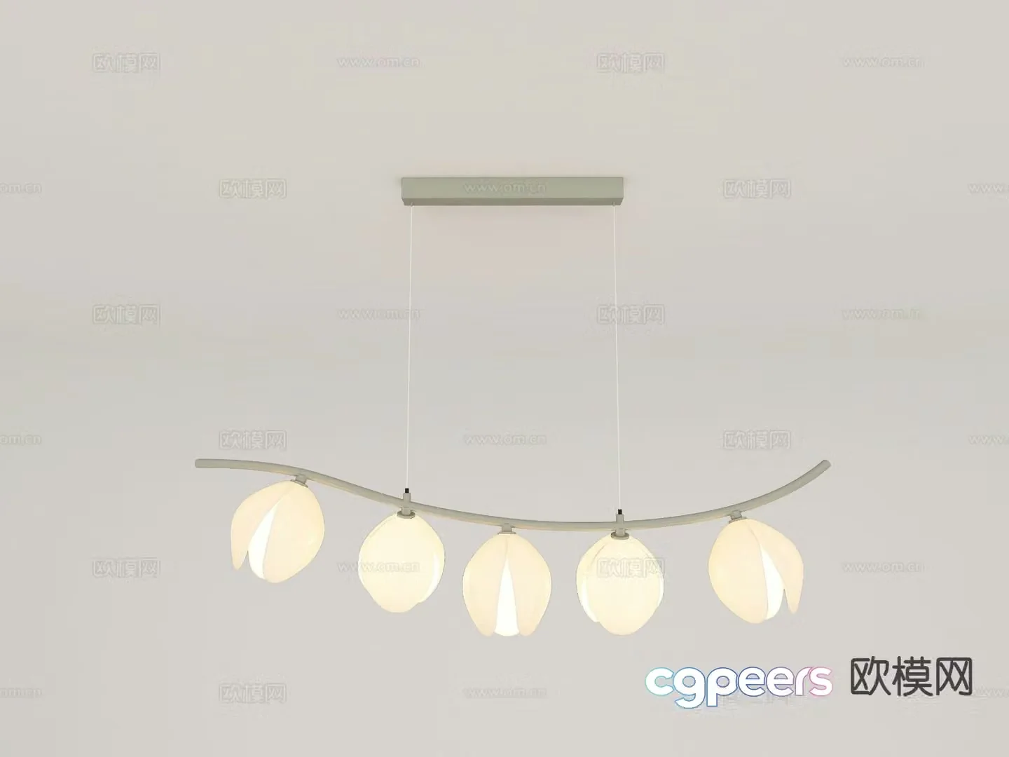 Cream style chandelier multi-head chandelier 3d model
