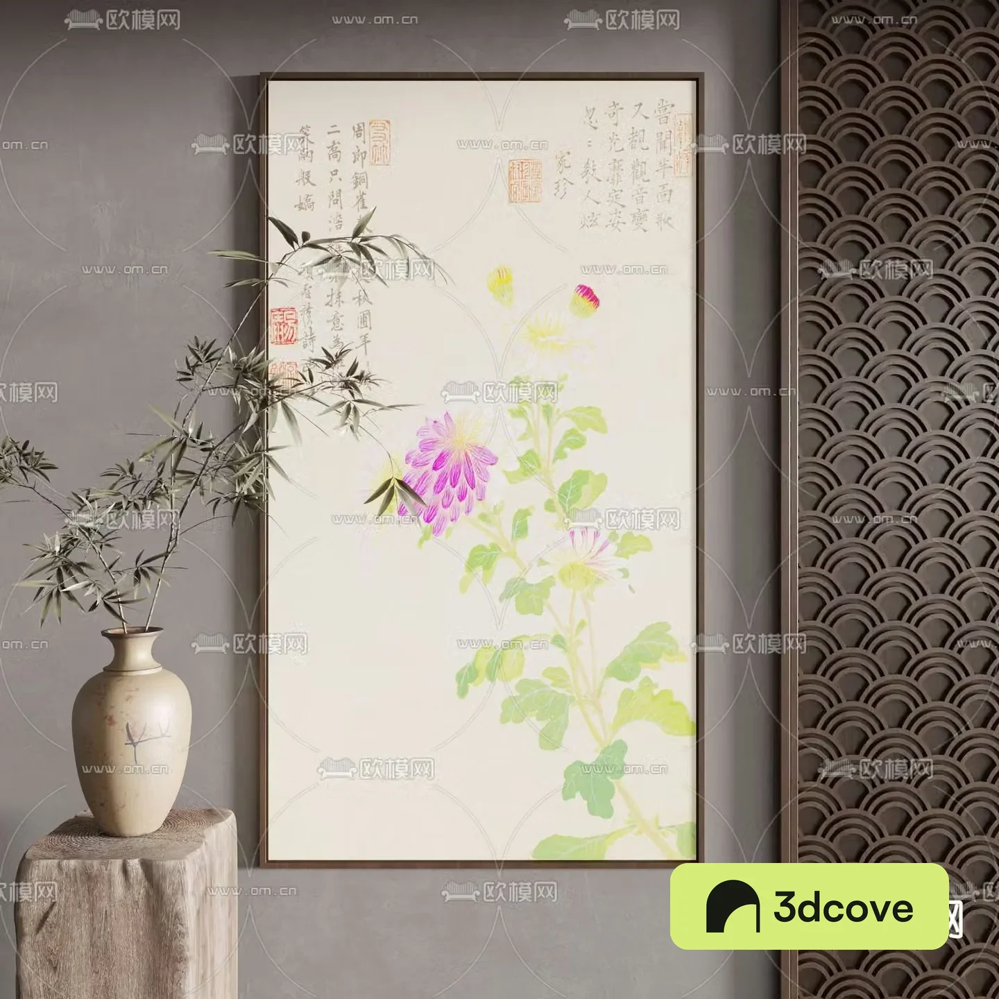 Chinese style flower and bird painting Zen hanging painting Decorative painting