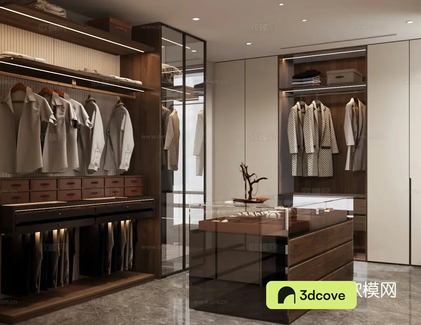 Light luxury cloakroom Island cloakroom U-shaped cloakroom Open cloakroom Glass island