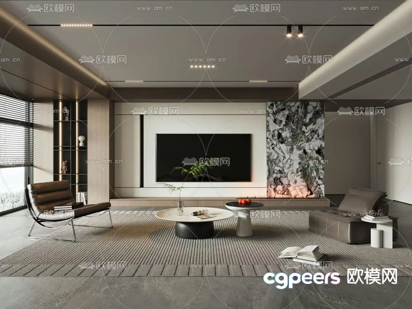 Modern living room TV background 3d model