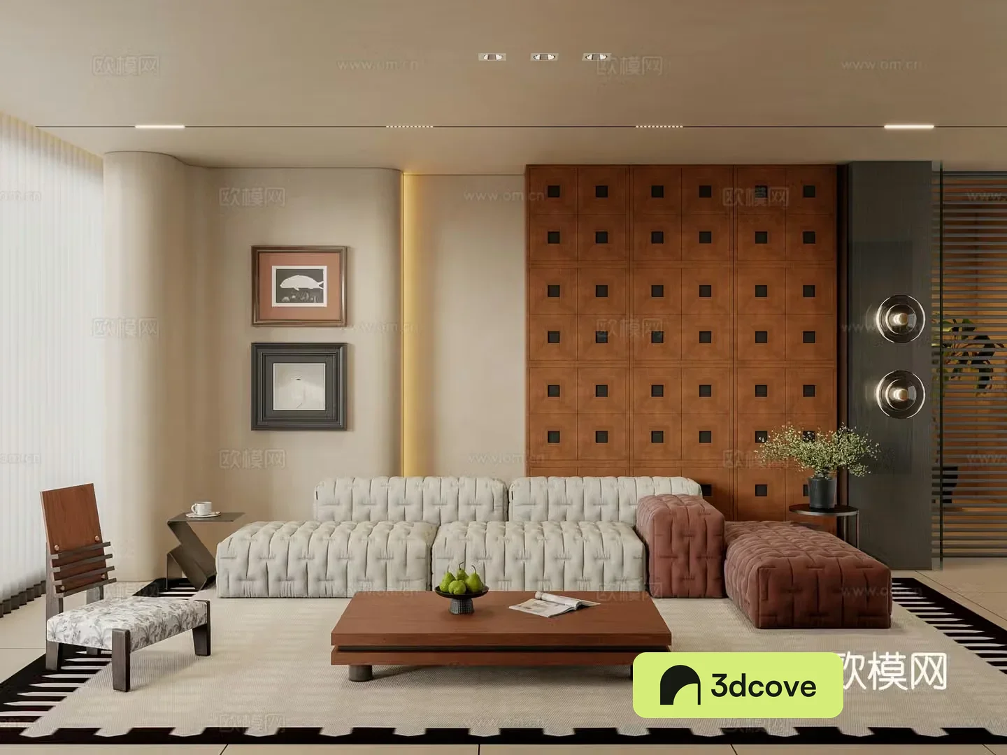 Middle-aged living room 3d model