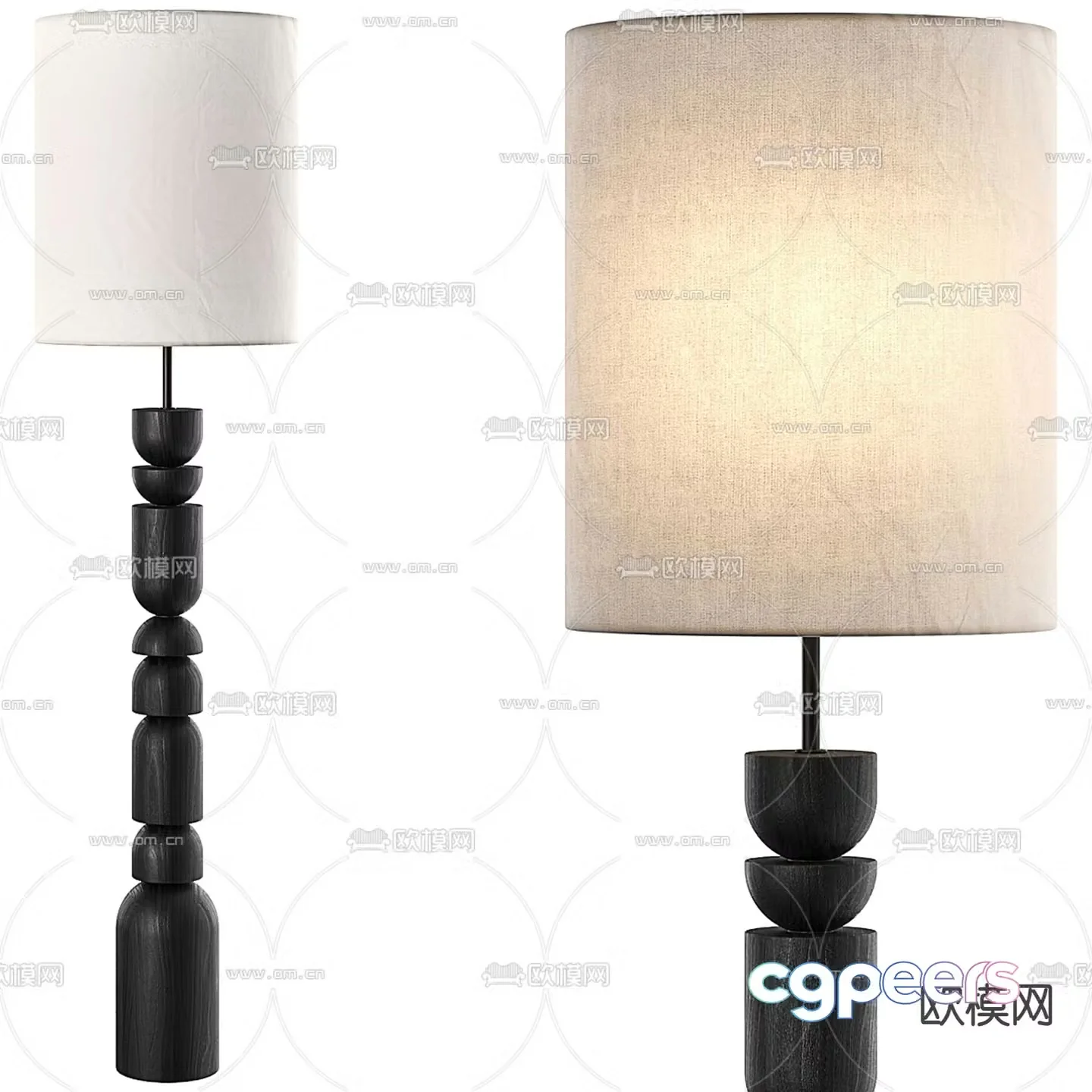 Middle-aged floor lamp solid wood floor lamp 3d model