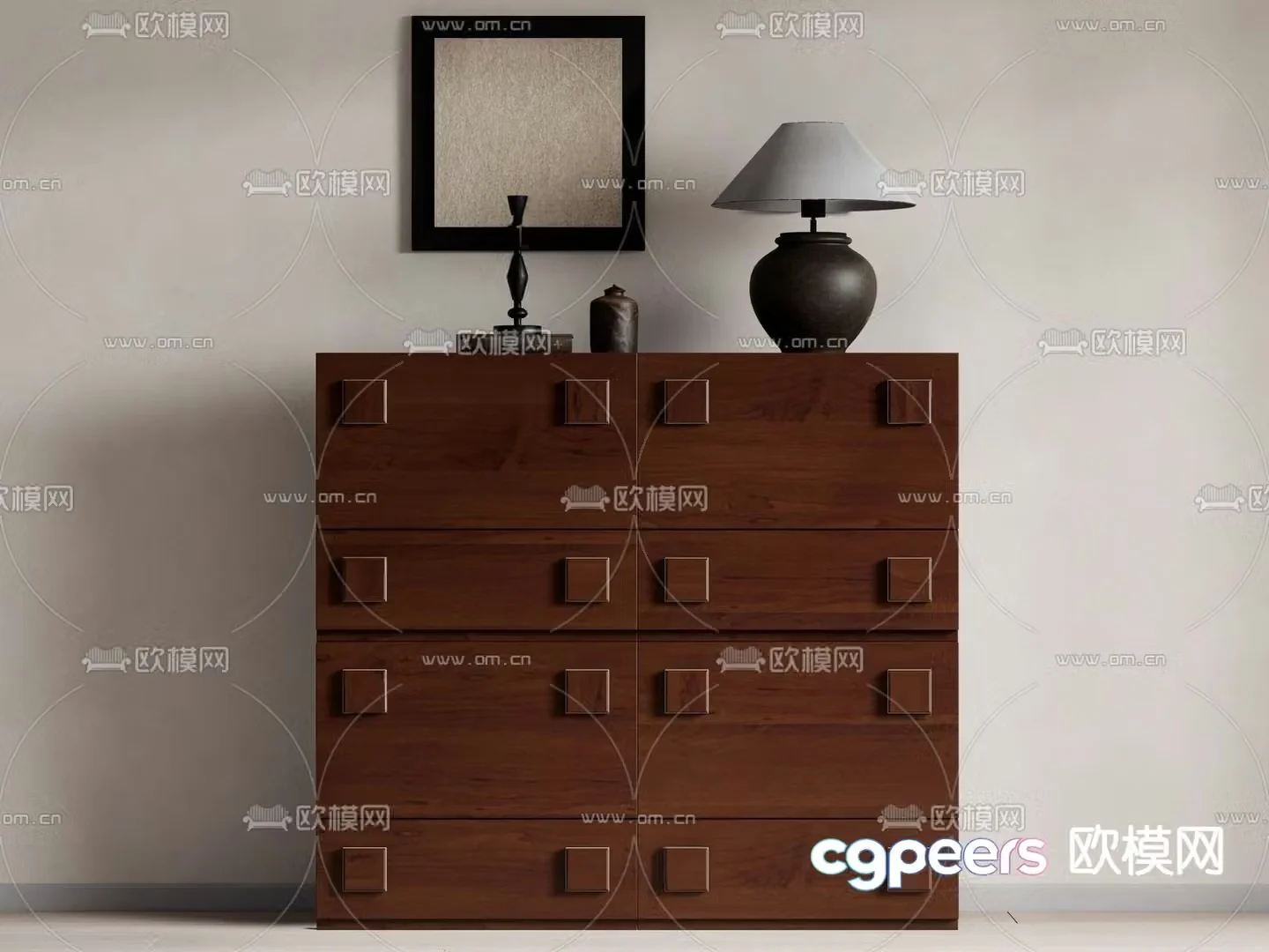 Middle-aged side cabinet chest cabinet 3d model