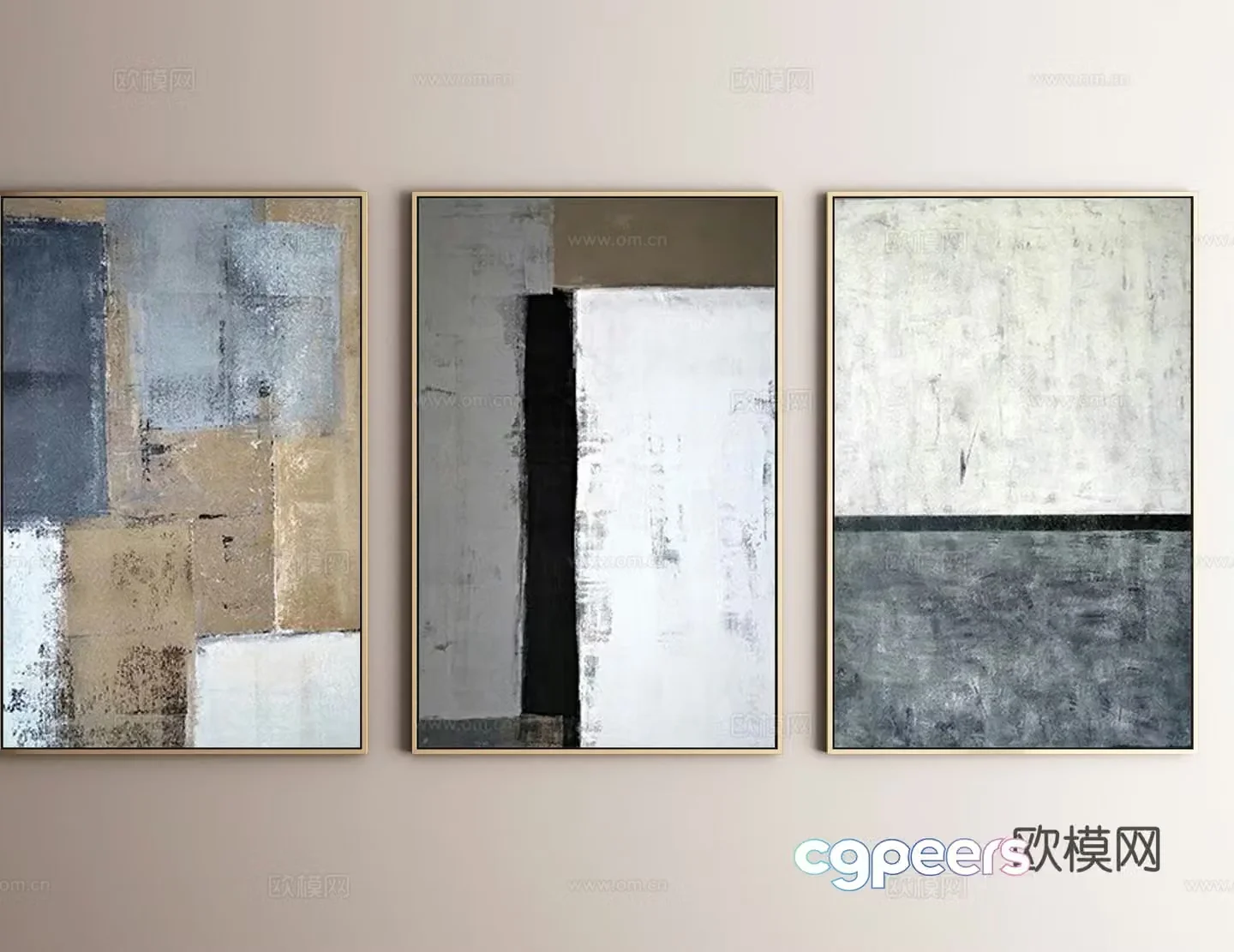 Modern decorative painting texture painting hanging painting 3d model