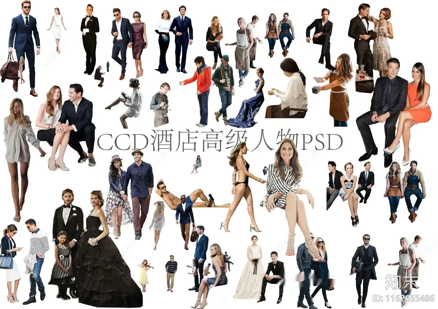 A Collage Of People In Various Poses And Outfits 3D Model – 12708 – VRAY Render