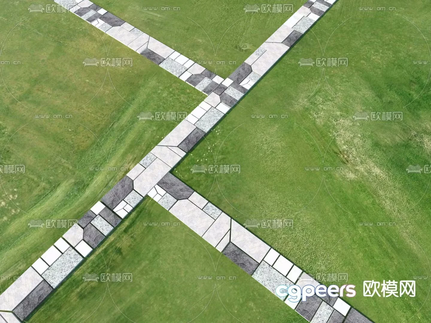 Garden Road Paving Tingbu Bluestone Slab 3D Model