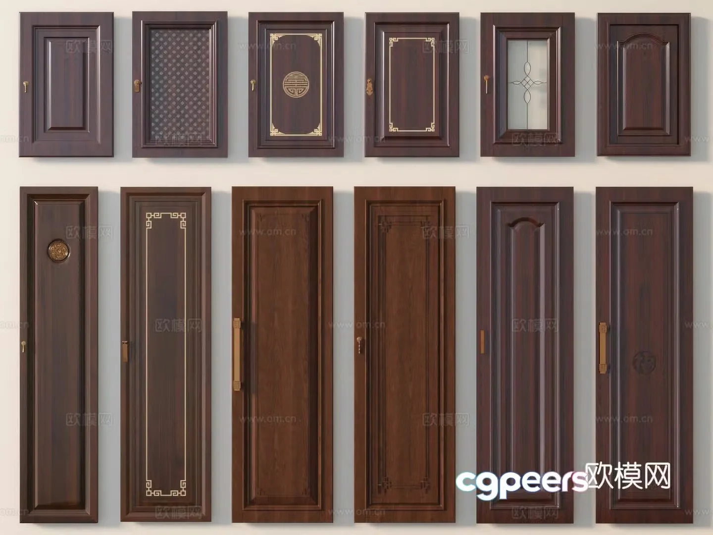 Chinese cabinet door solid wood cabinet door glass cabinet door 3d model