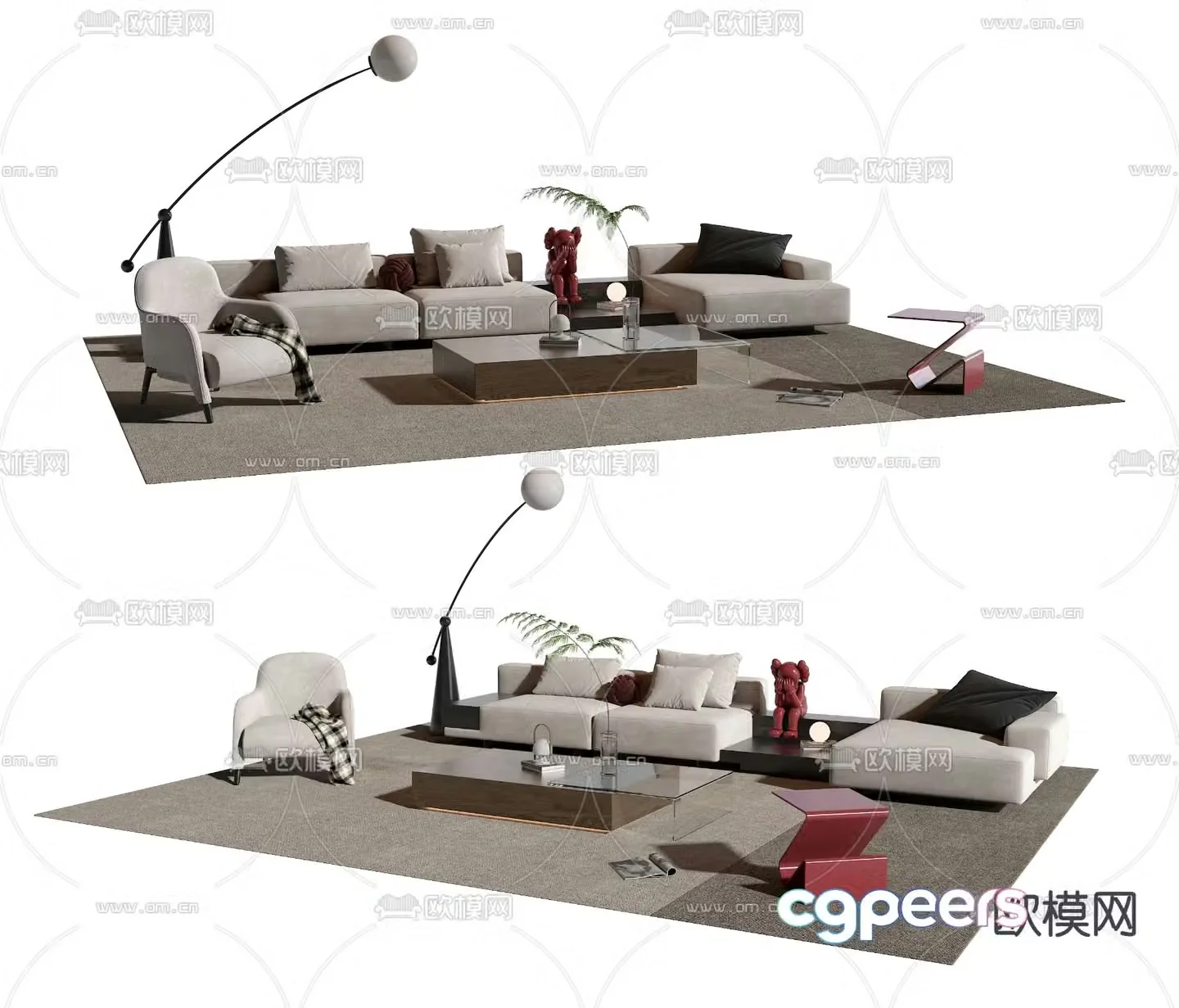 Molteni&C corner modular sofa 3d model
