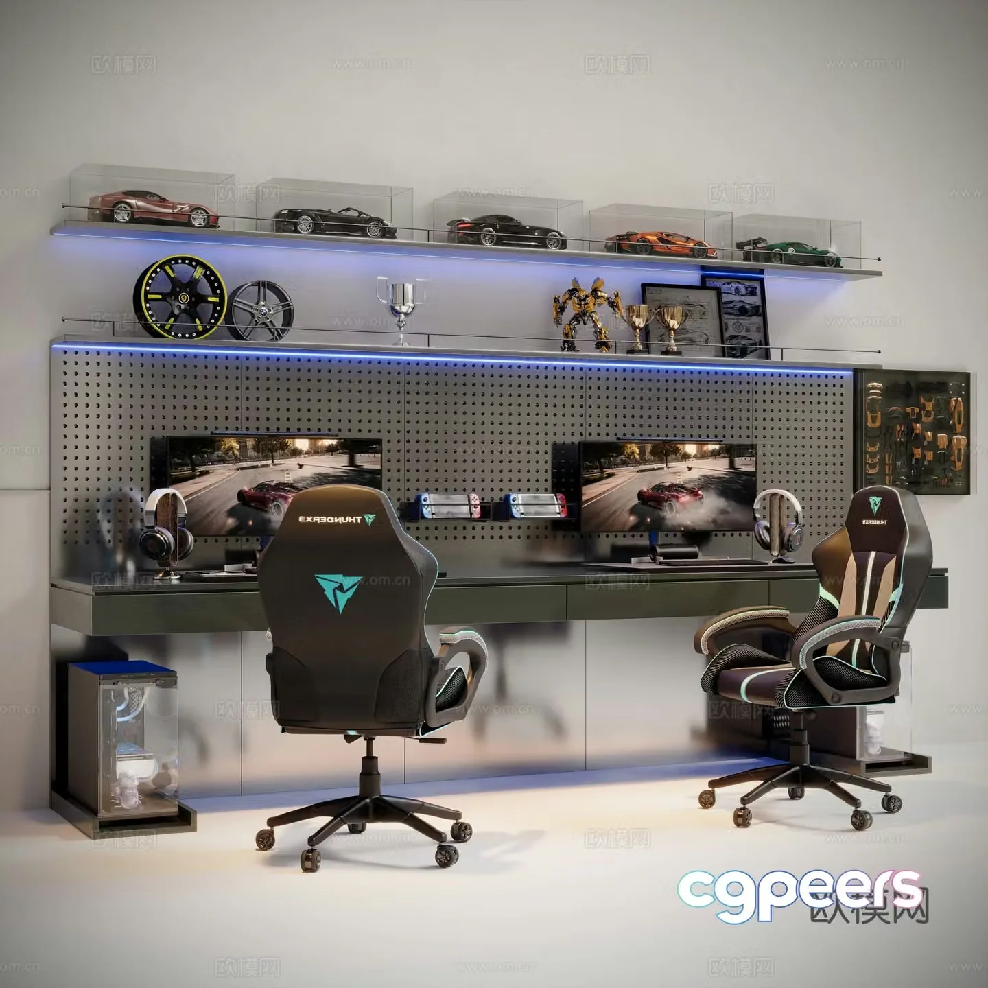 Modern gaming desk computer desk 3d model