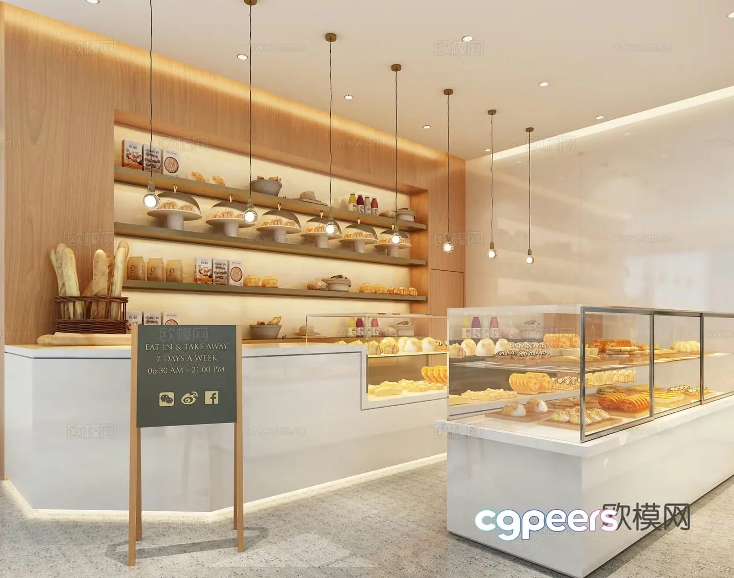 Modern bakery dessert shop cake shop 3d model