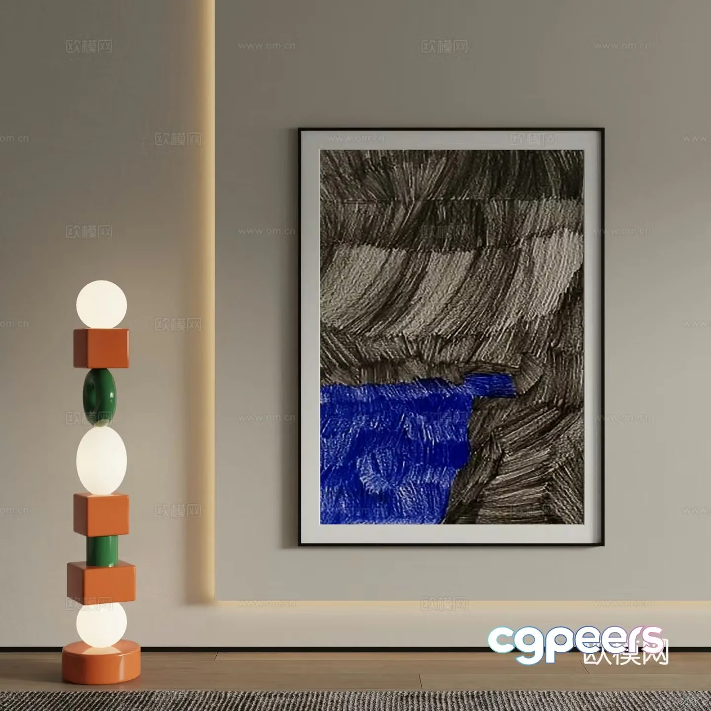 Modern decorative painting Texture painting 3d model