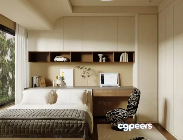 Modern Minimalist Bedroom 3D Model – 13714 – VRAY Render