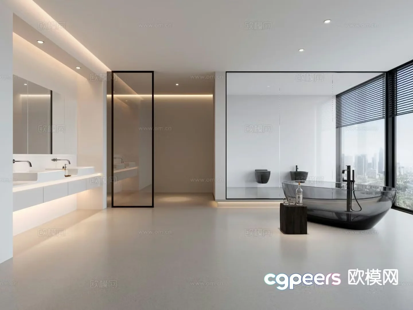 Modern villa bathroom bathroom 3d model