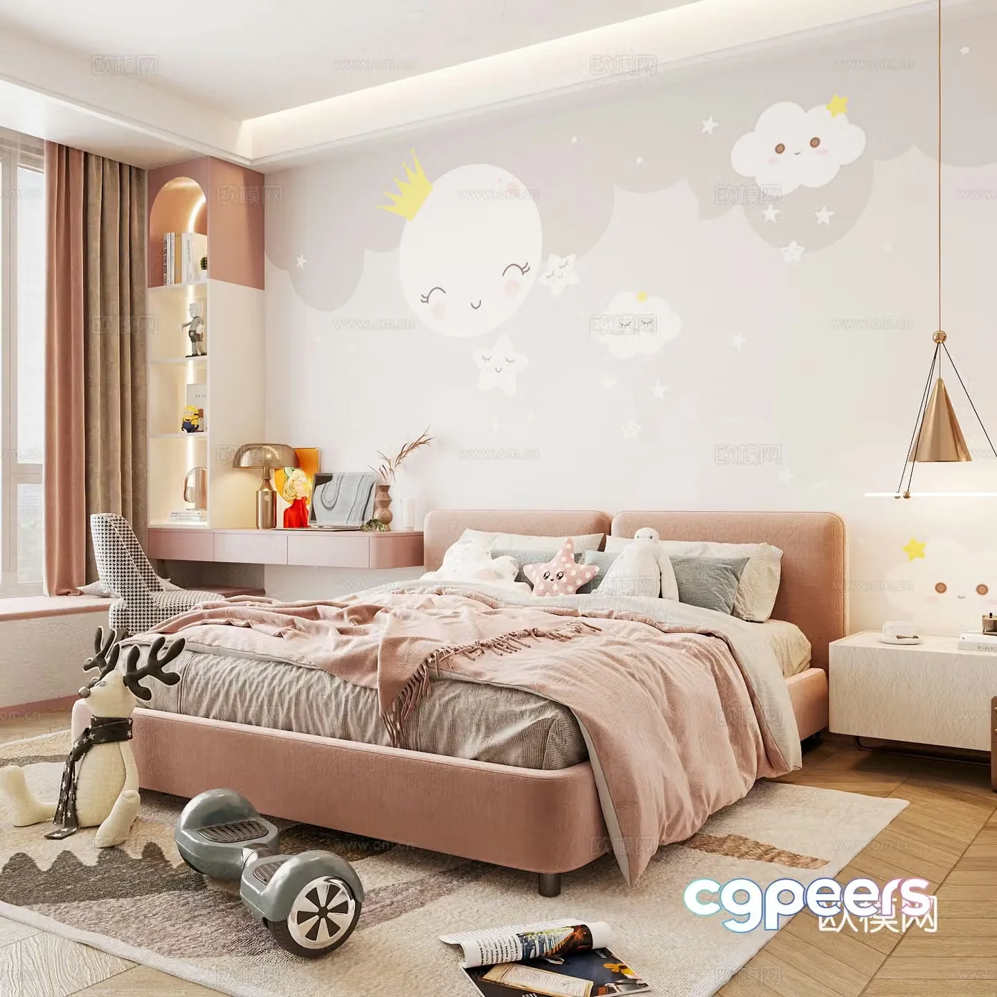 Modern children’s room boy’s room girl’s room children’s bed children’s wardrobe children’s desk 3d model