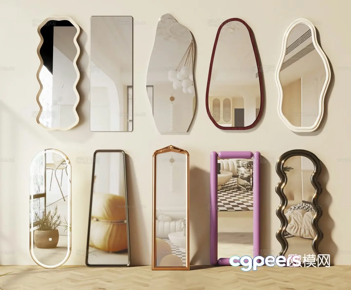 Mirror Decorative Mirror Dressing Mirror Full-body Mirror Special-shaped Mirror 3D Model
