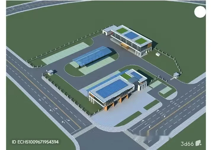A 3D Rendering Of A Building With Solar Panels 3D Model – 7673 – VRAY Render