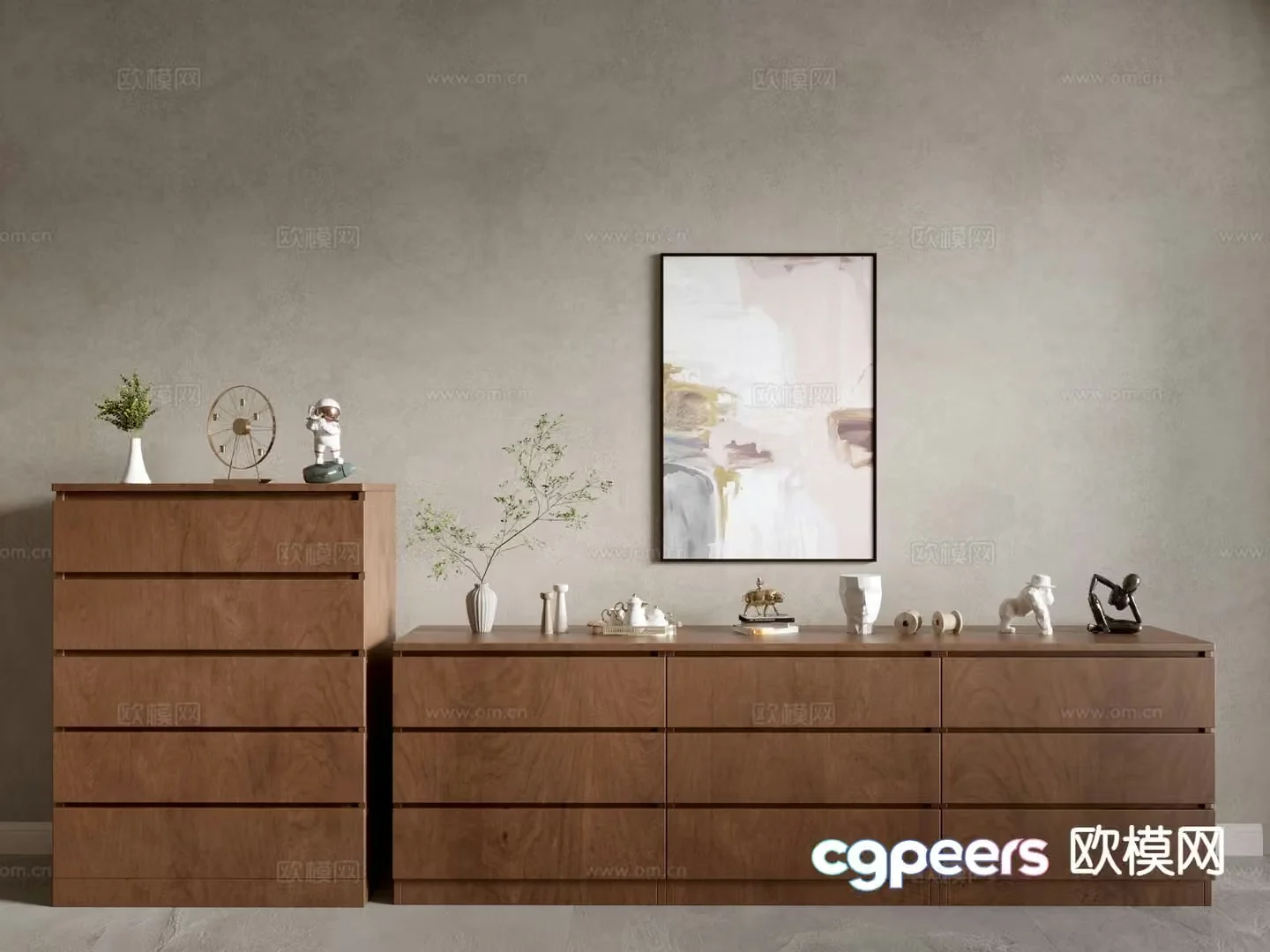 Wabi-Sabi Drawer Cabinet Entry Cabinet 3D Model