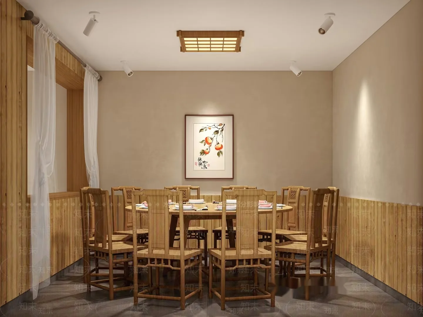 A Wooden Dining Table 3D Model – 3510 – VRAY Render