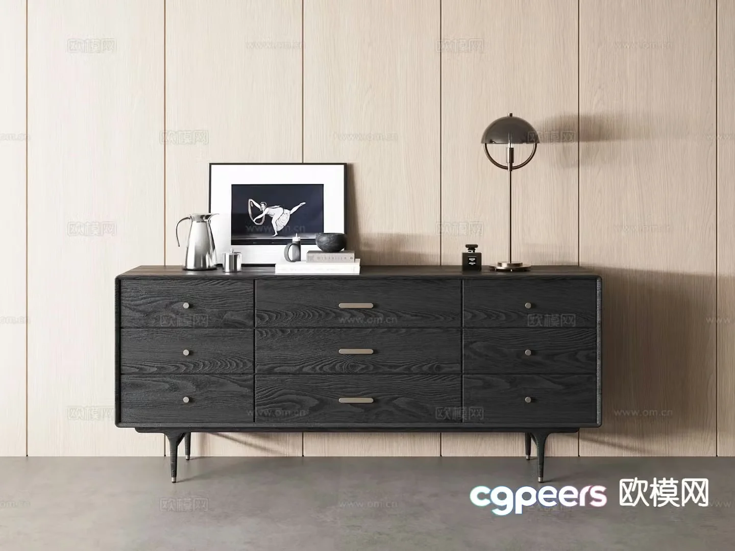 Modern side cabinet chest 3d model