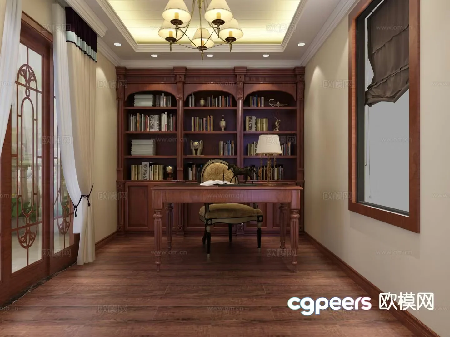 European style study room 3D model