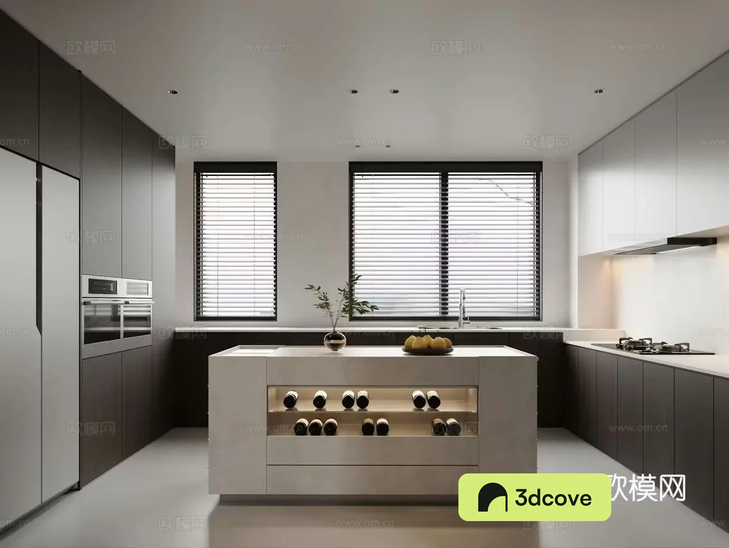 Modern minimalist open kitchen