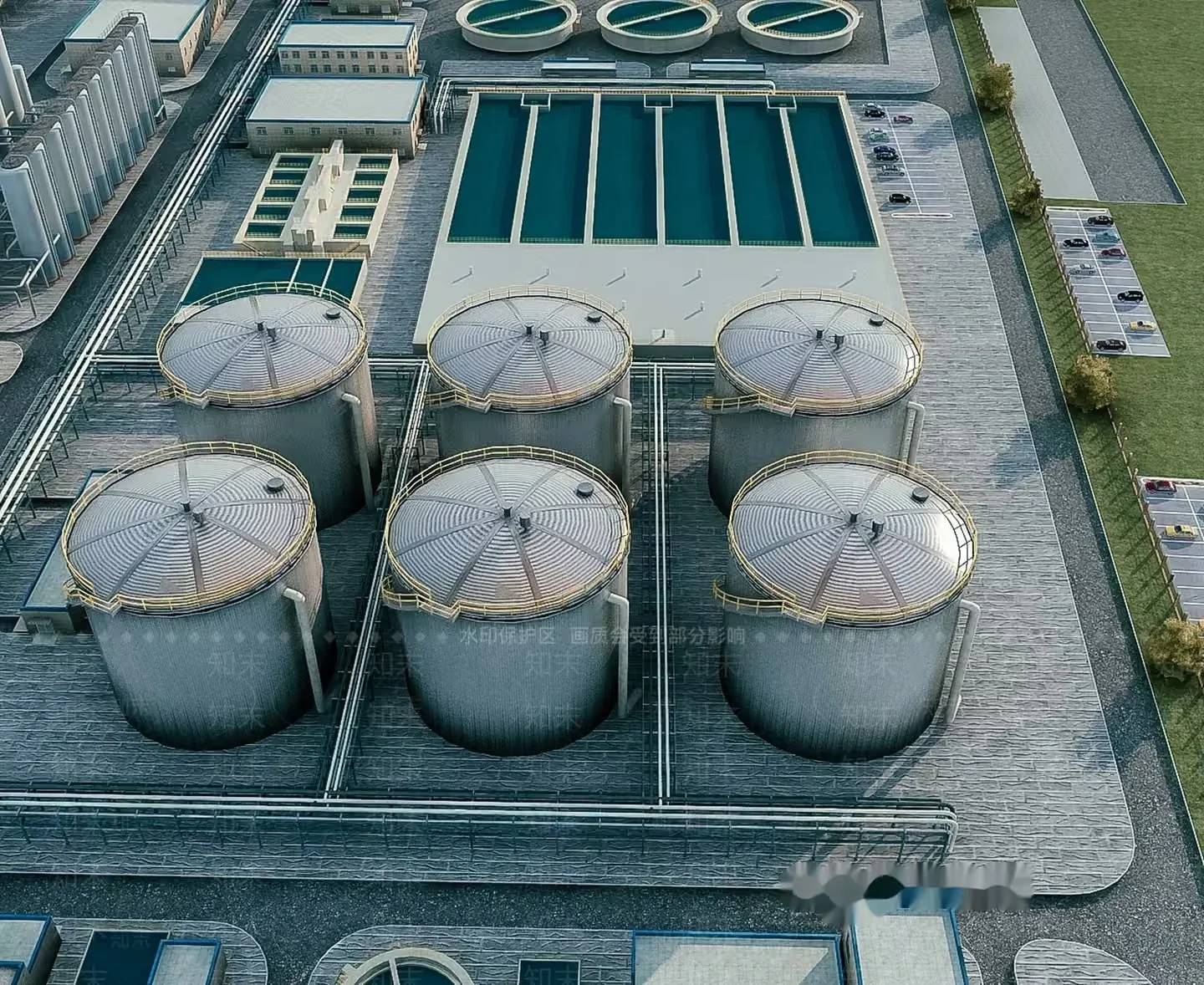 The Main Subject Is A Water Treatment Plant Characterized By Its Industrial Appearance 3D Model – 6513 – VRAY Render