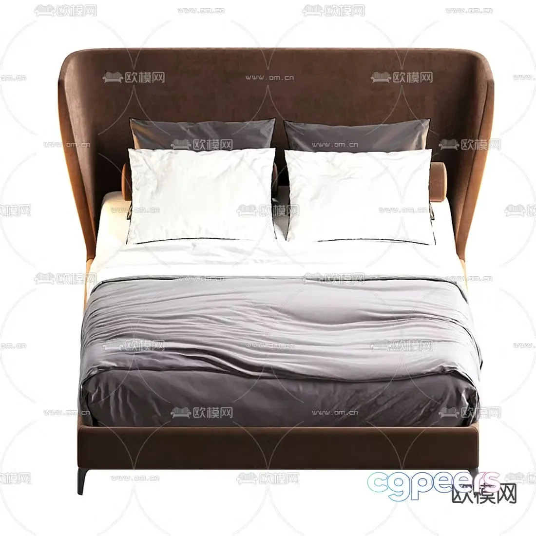 Poliform high back double bed 3d model