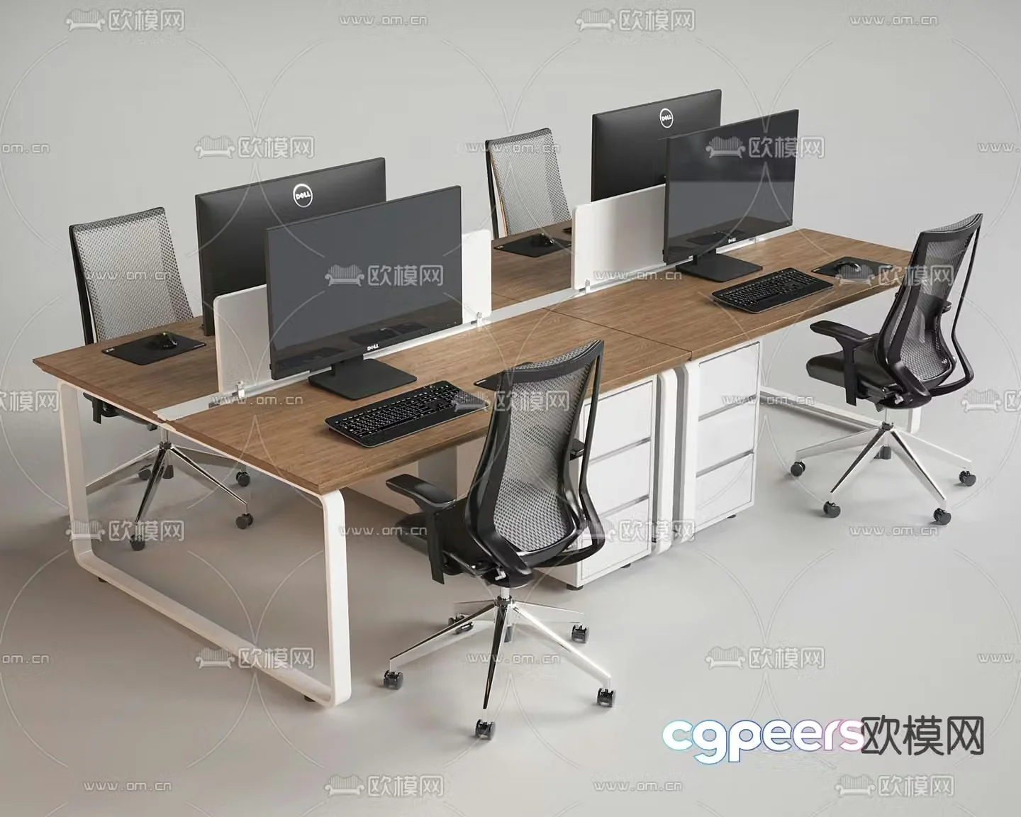 Card space desk work station post 3d model