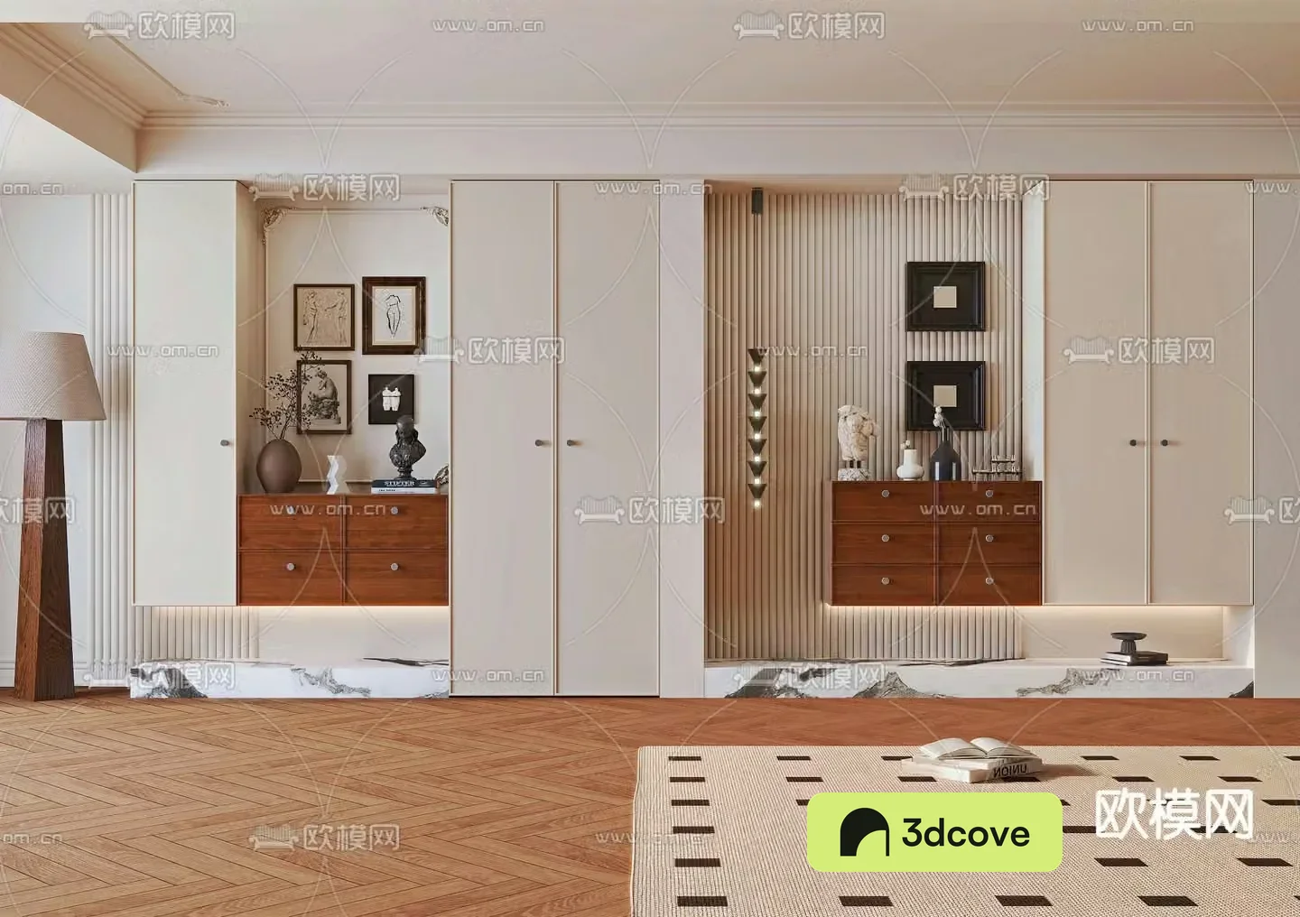 Middle-aged shoe cabinet hanging porch cabinet 3D model