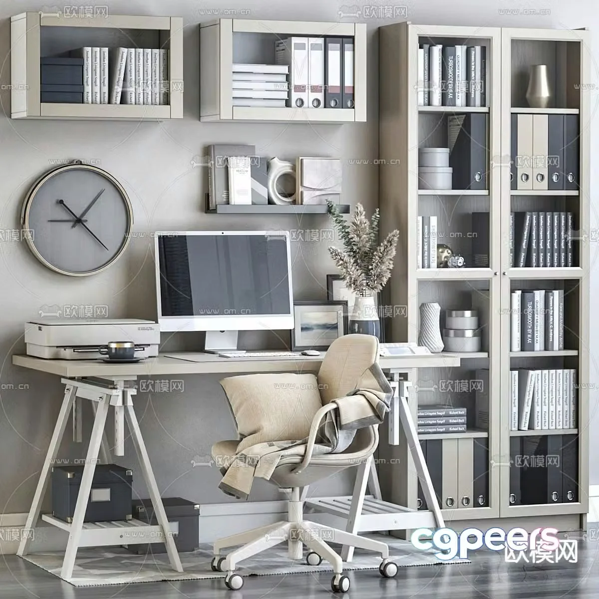 IKEA desk chair computer desk 3D model