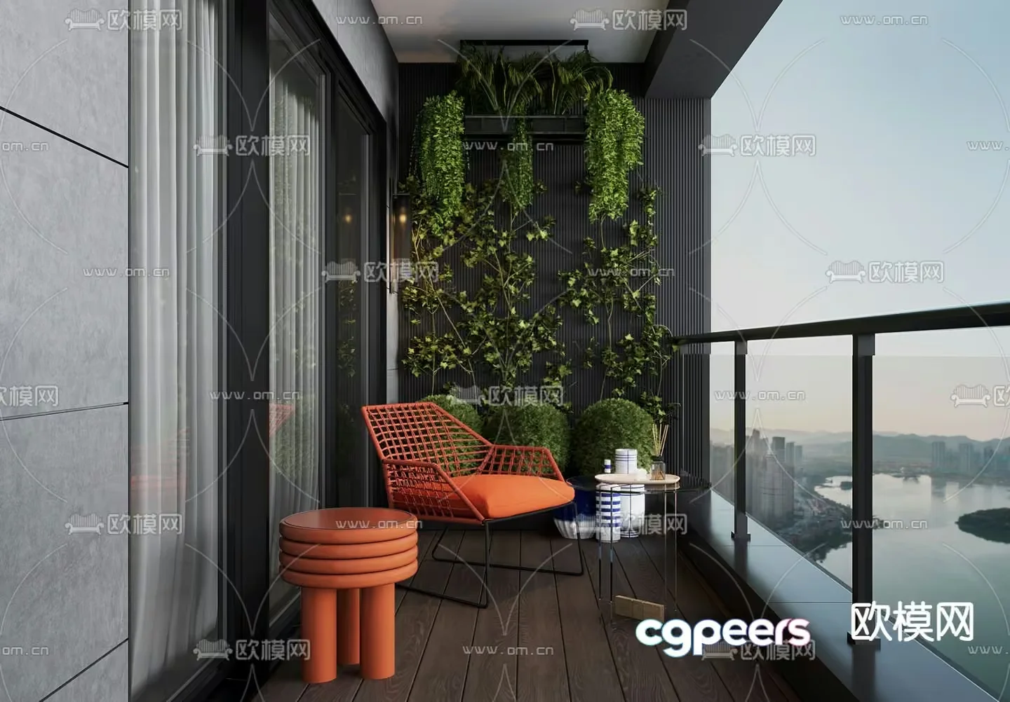 A Balcony With A View 3D Model – 16587 – VRAY Render