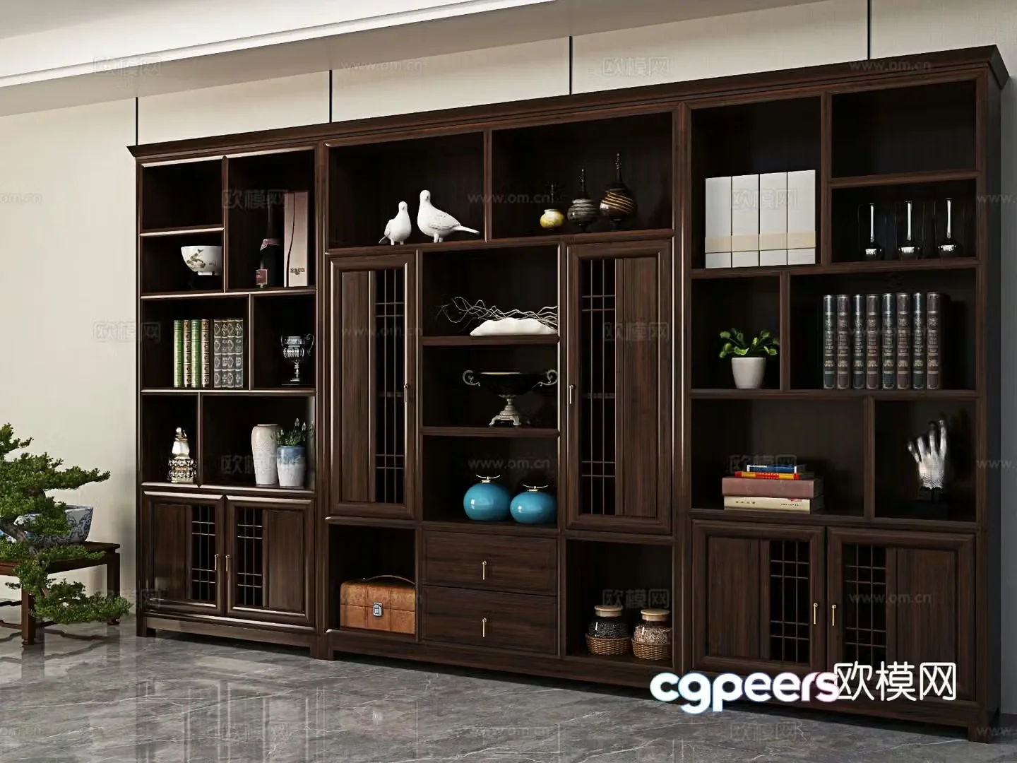 Chinese style bookcase bookcase 3d model