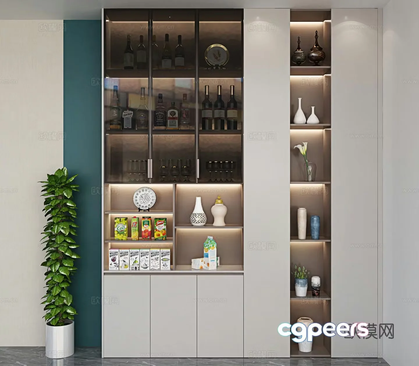 Modern wine cabinet 3d model