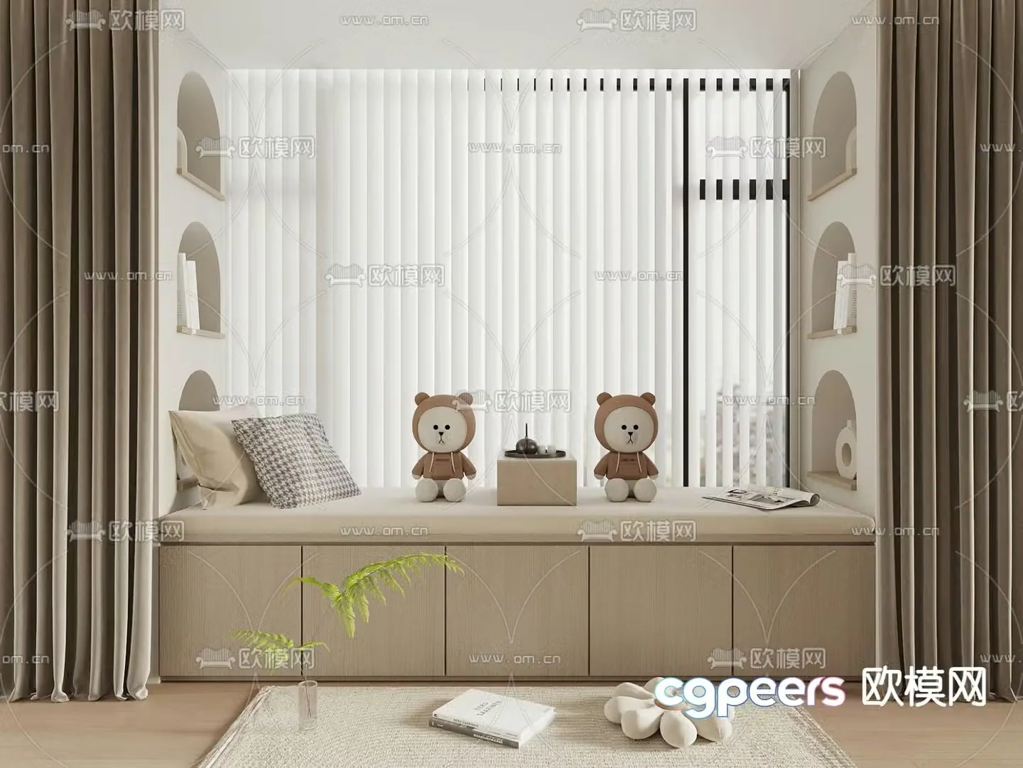 Balancing windowsill Balancing window cabinet Dream curtain 3D model