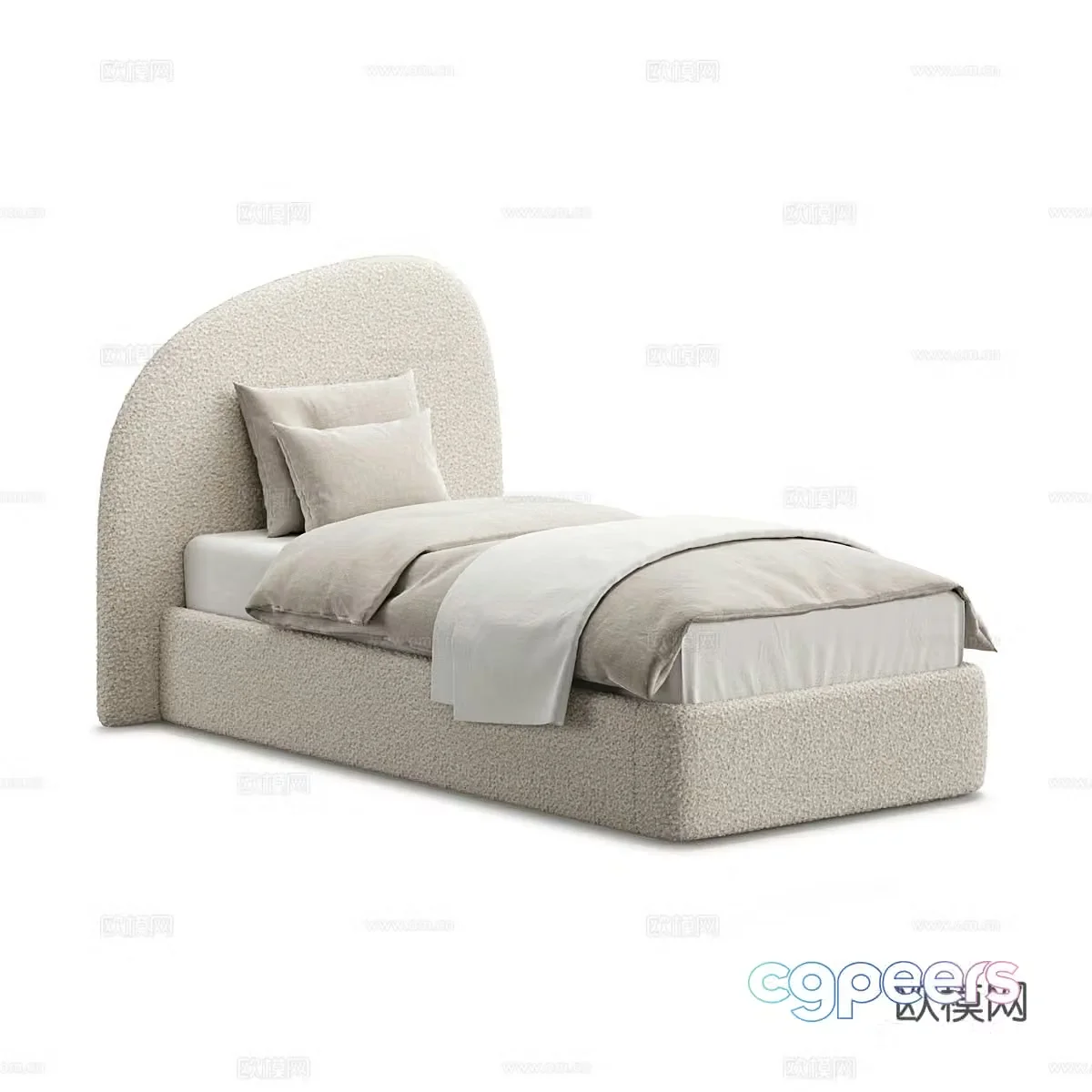 Modern simple single bed Single bed Simple bed Bedroom bed Pillow 3D model
