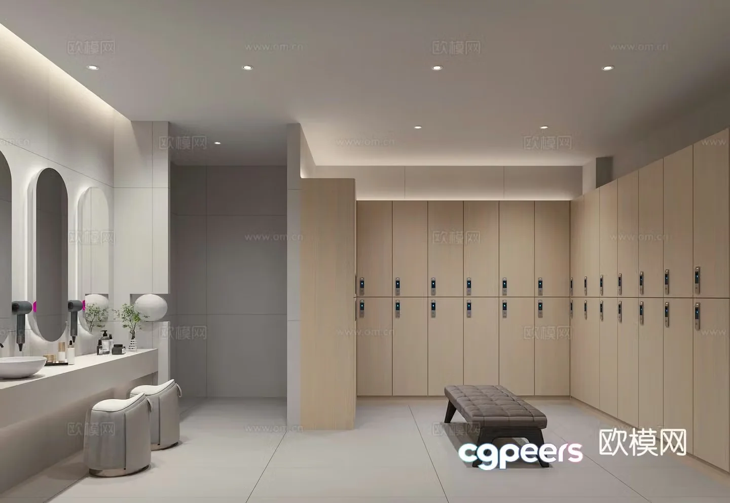 Modern bath center locker room 3d model