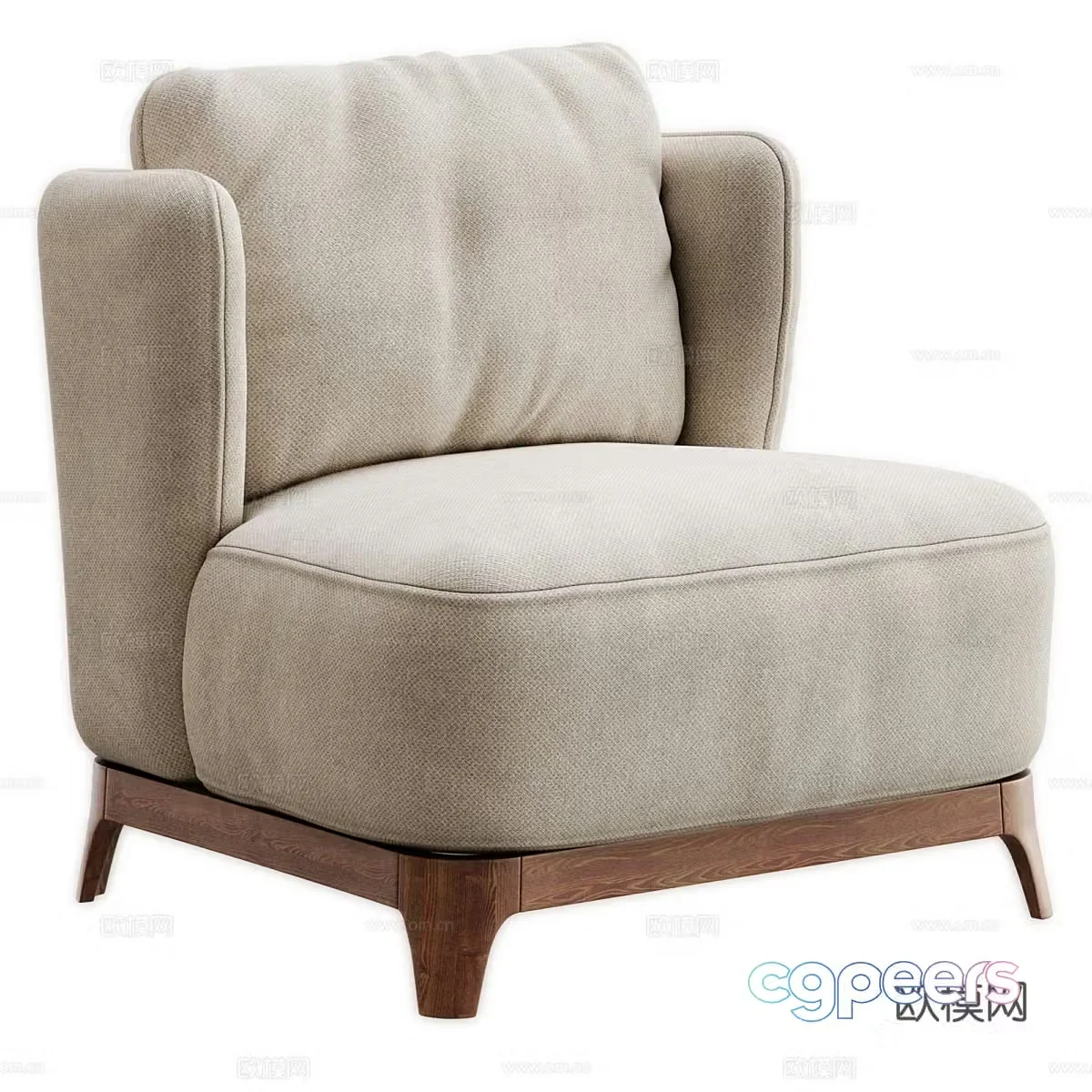New Chinese style Alma fabric leisure chair 3d model