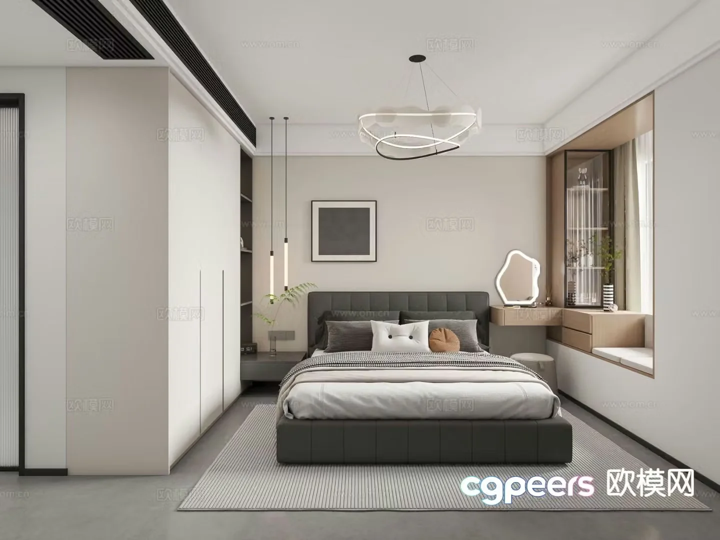 Modern second bedroom bedroom 3d model