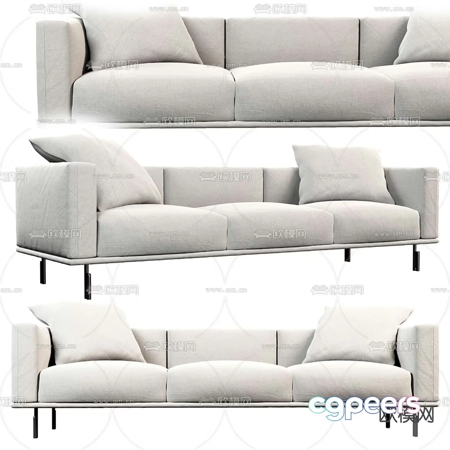 Flou multi-person sofa three-person sofa 3d model