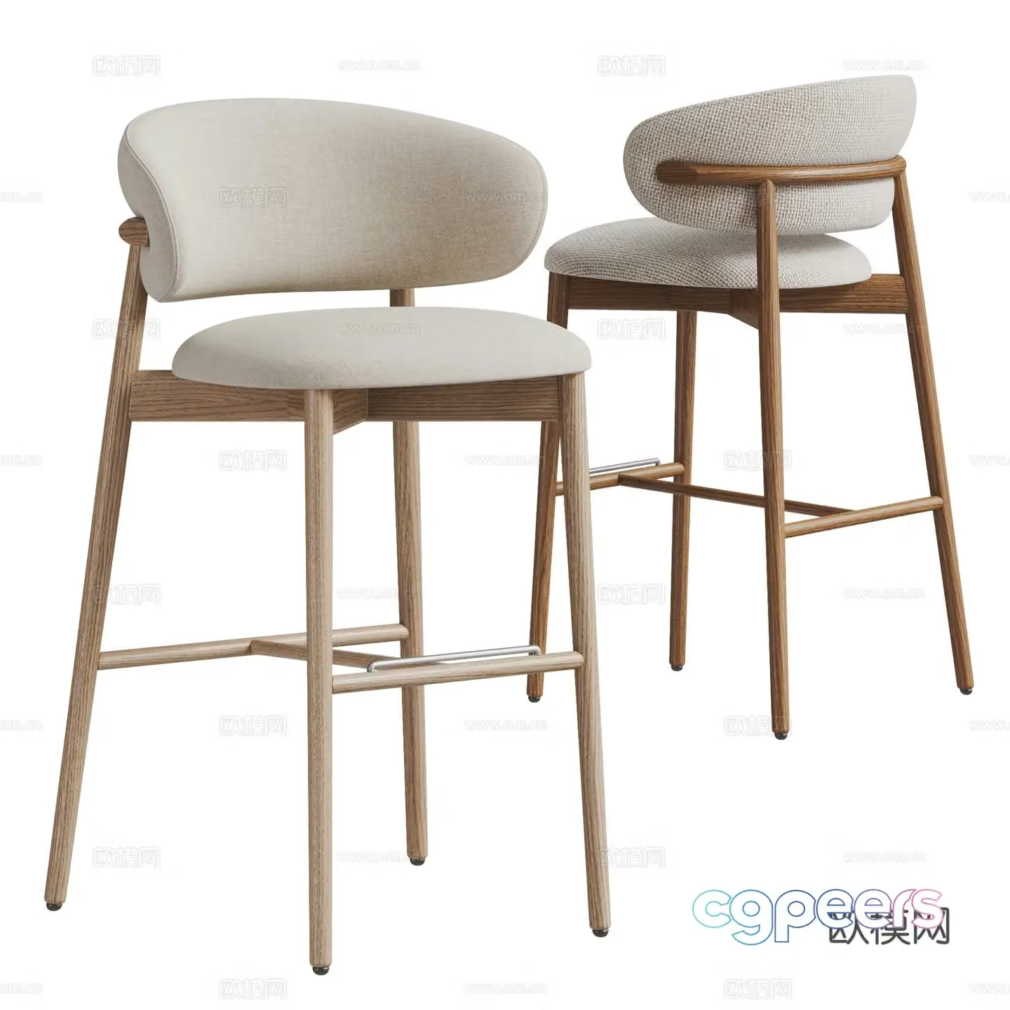 Calligaris modern solid wood bar chair bar stool bar chair fabric bar chair 3d model