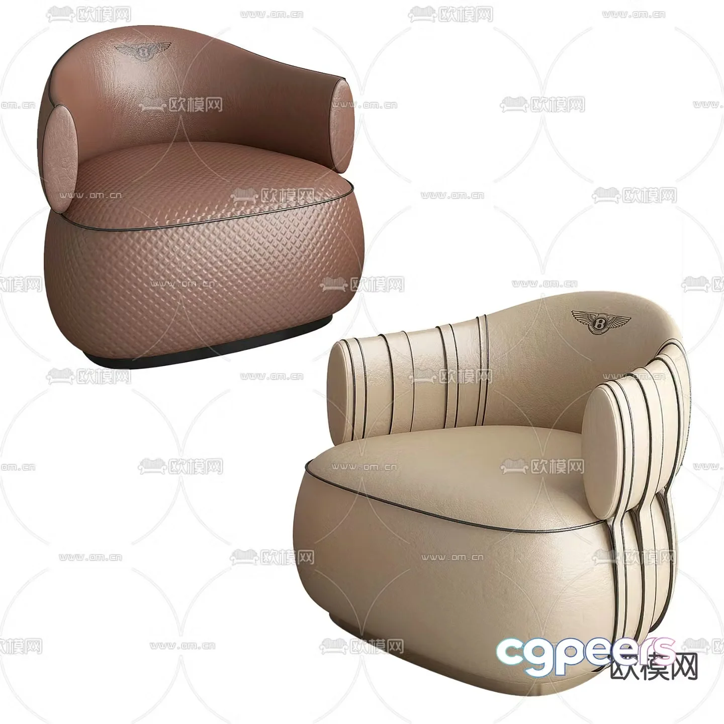 BENTLEY modern leather lounge sofa 3d model