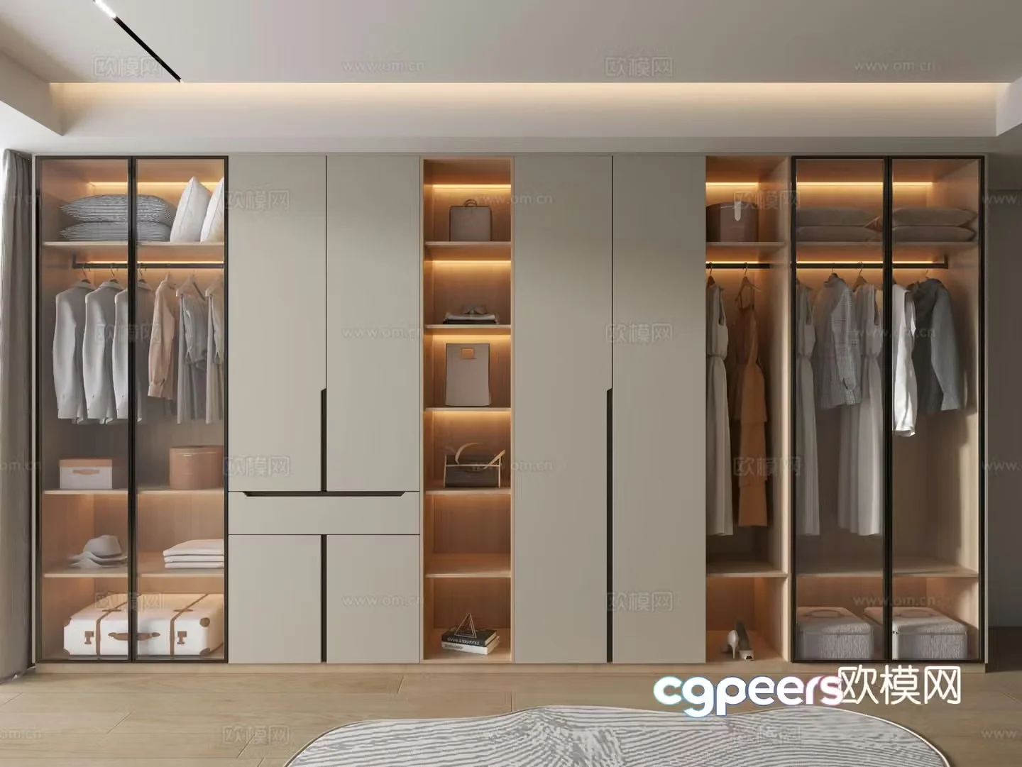Modern wardrobe full wall wardrobe custom cabinet 3d model