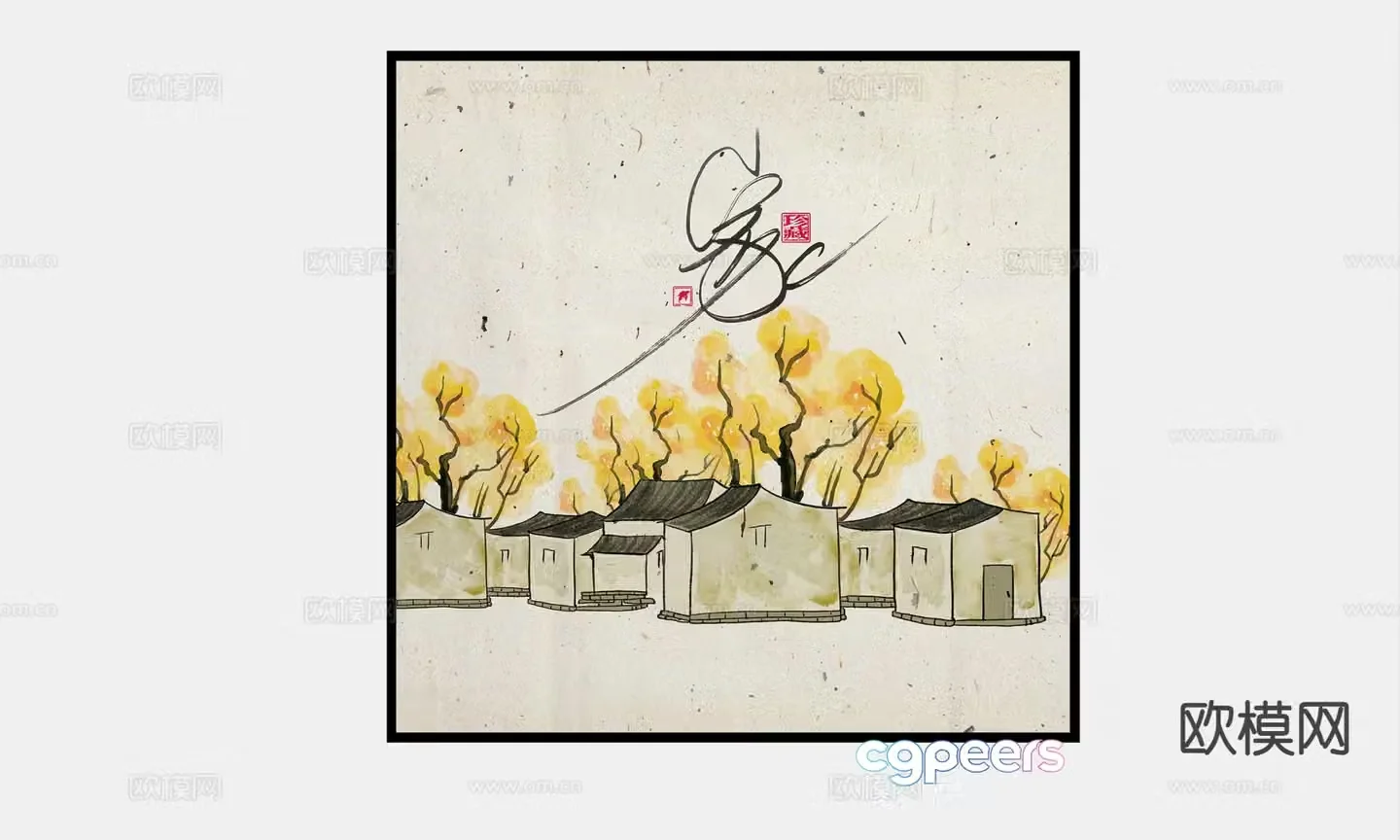 Modern decorative painting hanging painting 3d model
