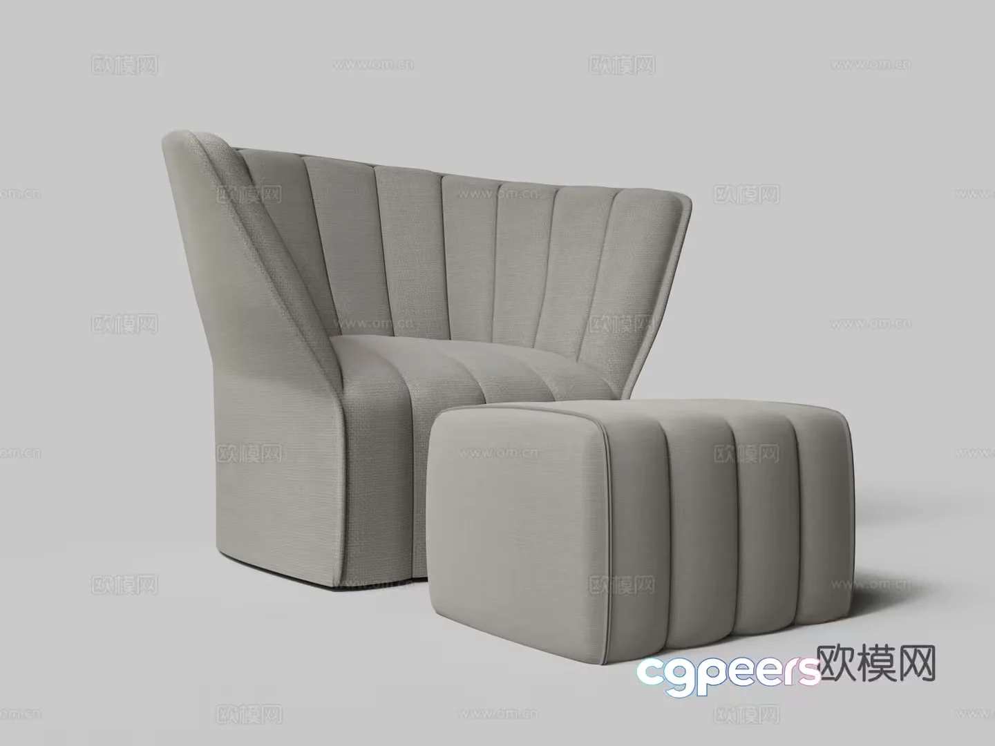 A Modern Armchair And Footstool 3D Model – 10358 – VRAY Render