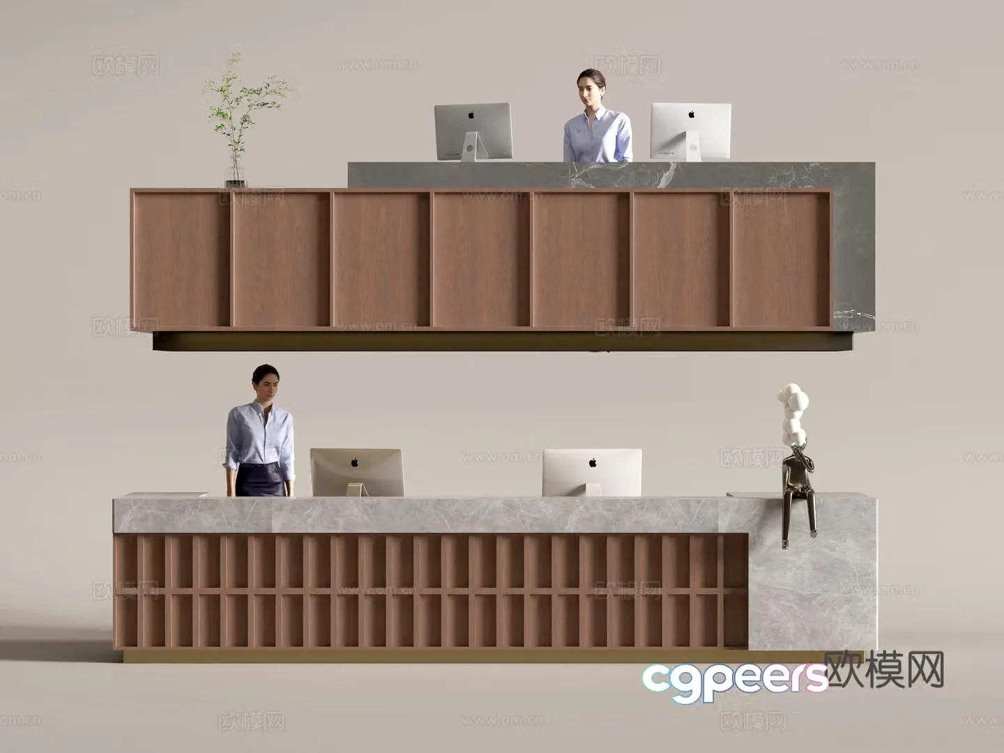 Modern company front desk reception area bar reception desk service desk combination 3D model